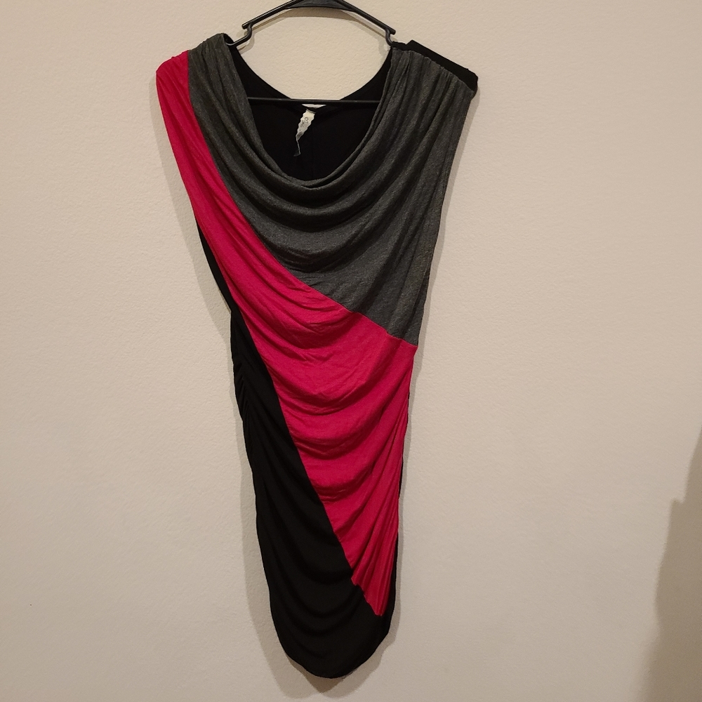 Pink Grey Stripe Dress